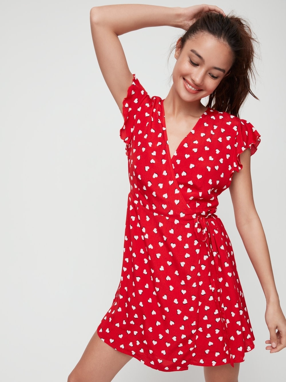 Sunday Best Aritzia Maud Red Heart Wrap Mini Dress XS